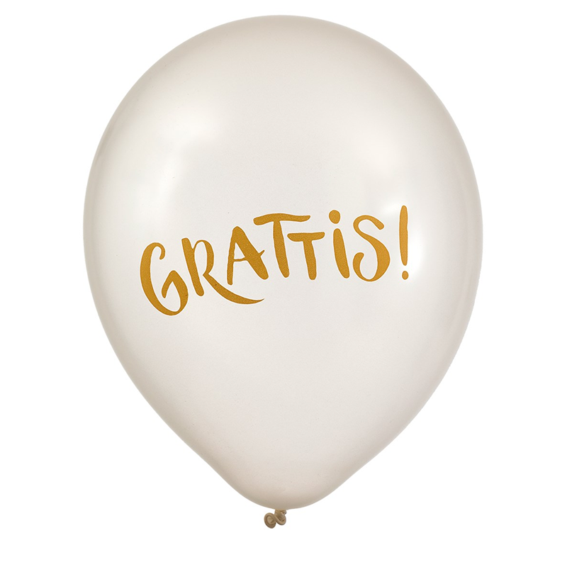 Bursdags Ballonger, "Grattis", 6 stk.