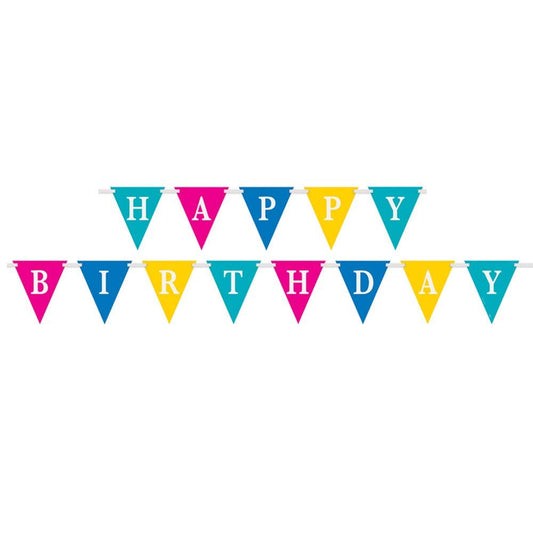 HAPPY BIRTHDAY , Flaggbanner, Flerfarget, 2,74m