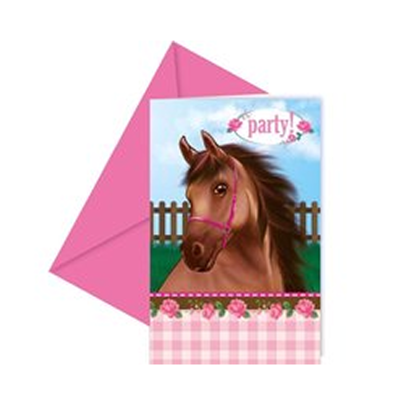 Hest Tema invitasjoner, 6 stk