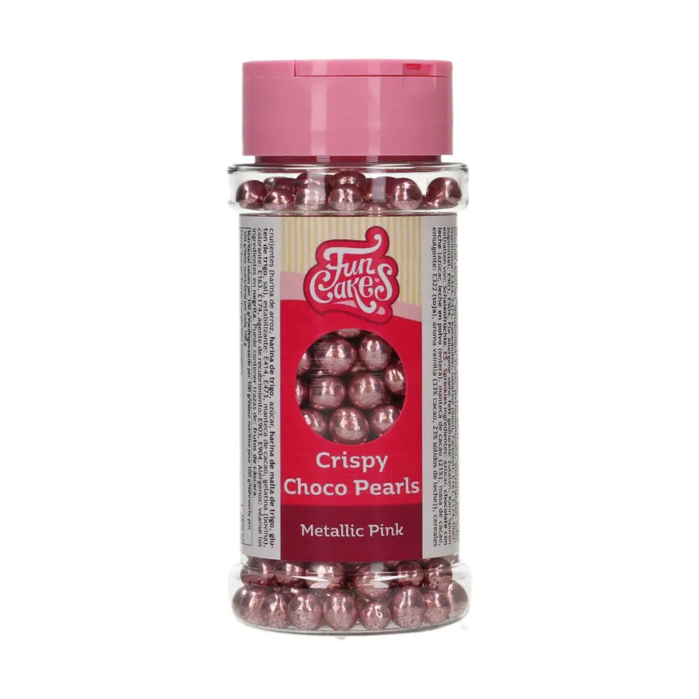 Strøssel, Rosa Metallic Sjokolade Perler, 60g