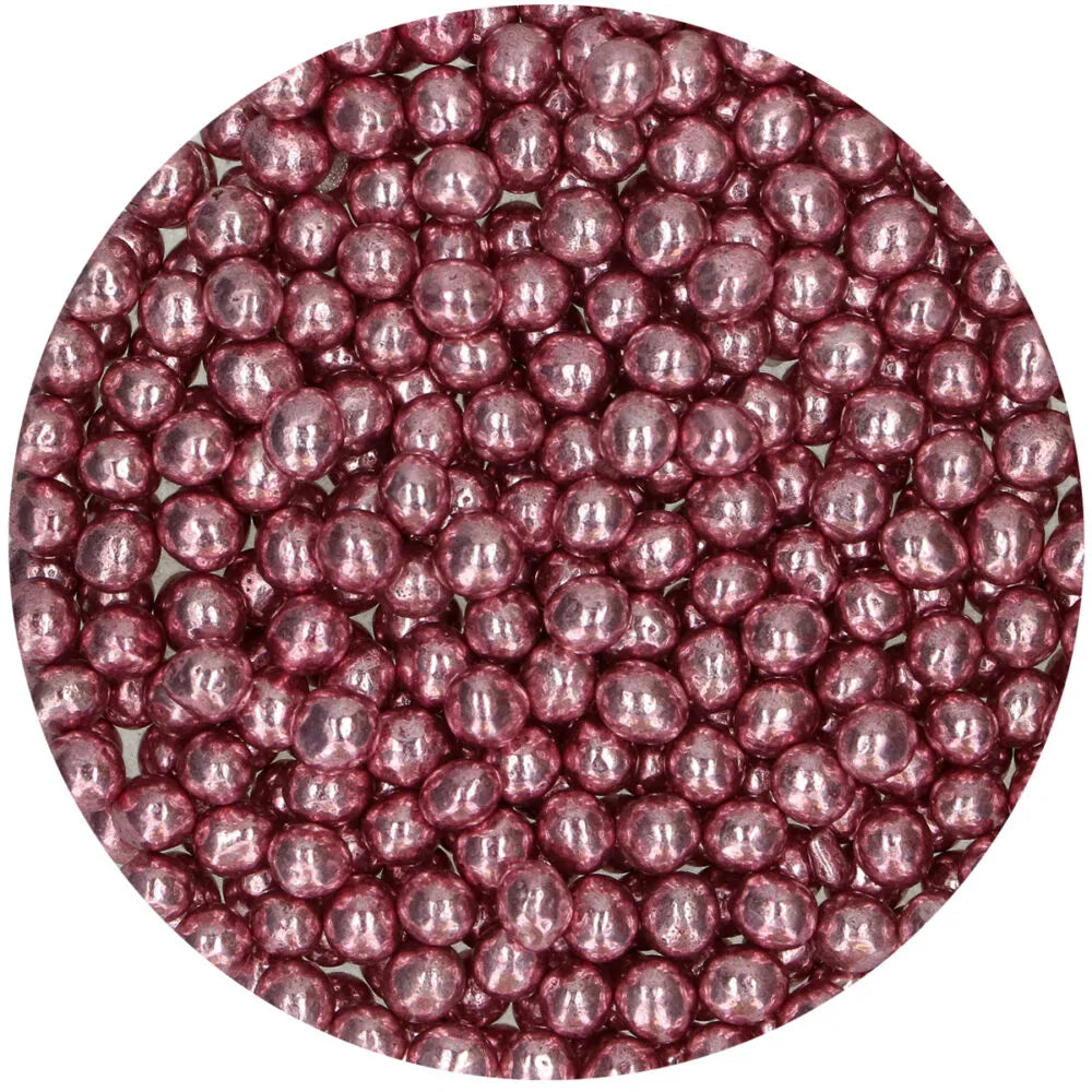 Strøssel, Rosa Metallic Sjokolade Perler, 60g