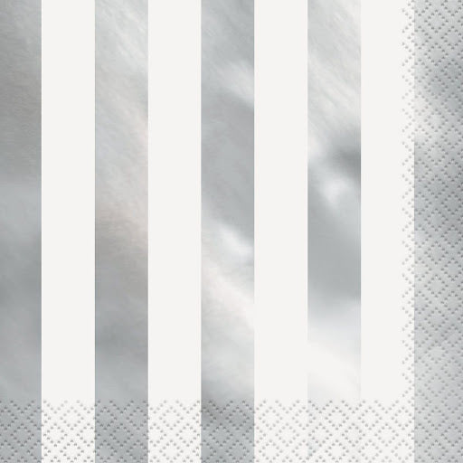 Sølv og Hvit Stripet servietter, 20 stk