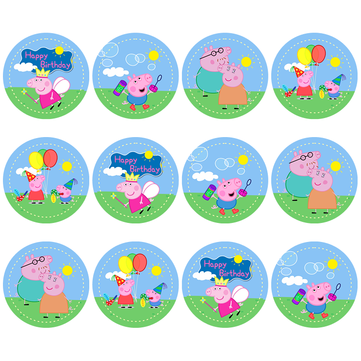 Peppa Gris, Muffinsbilder 12 stk