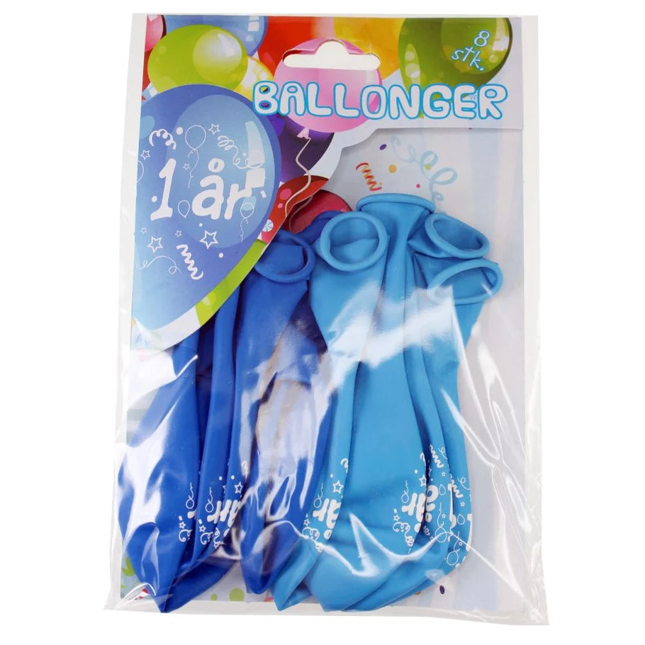 Ballonger, 1 år, Blå, 8 stk