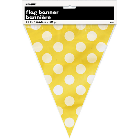 Prikker , Flaggbanner, Hvit, Gul, 3,65m