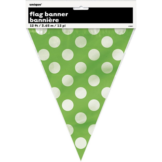 Prikker , Flaggbanner, Hvit, Grønn, 3,65m