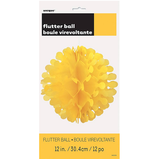 Flagrende Ball Dekor, 30 cm, Gul