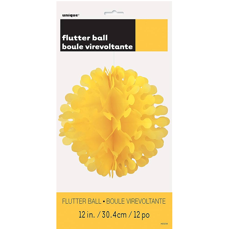 Flagrende Ball Dekor, 30 cm, Gul