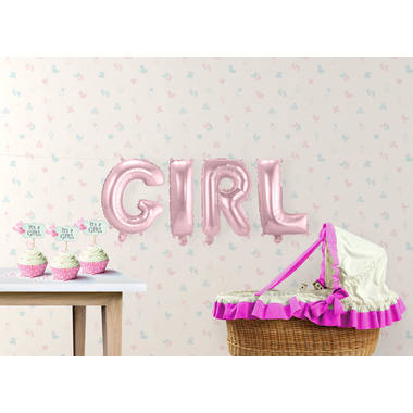 GIRL Folieballong, Baby Rosa, 36cm