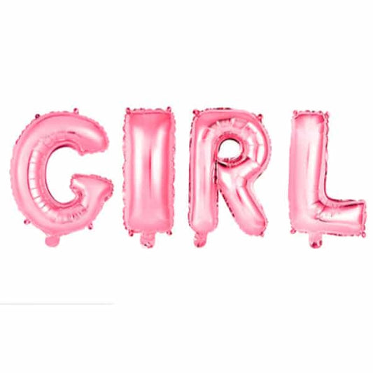 GIRL Folieballong, Baby Rosa, 41cm