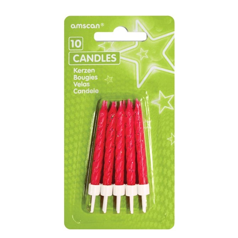 Kakelys, Rosa med Glitter, 10 stk