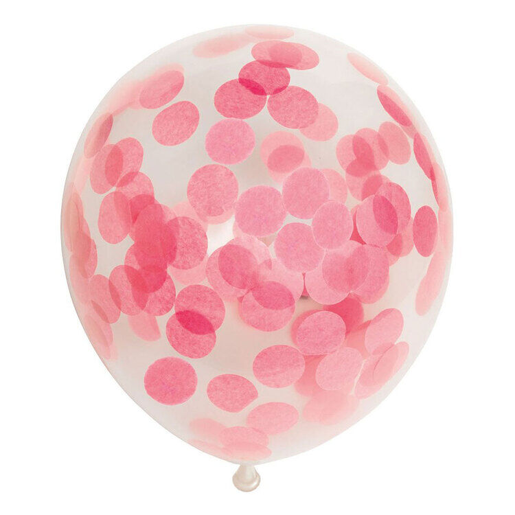 Konfettiballong, Baby Pink, 6 stk
