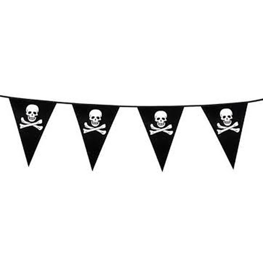 Pirat , Flaggbanner, Svart, Hvit, 3,7m
