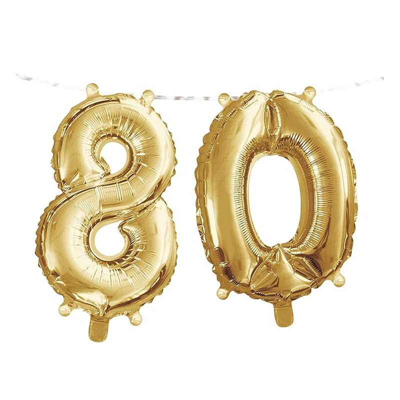 Tallballong Gull "80" Hengende banner 40 cm