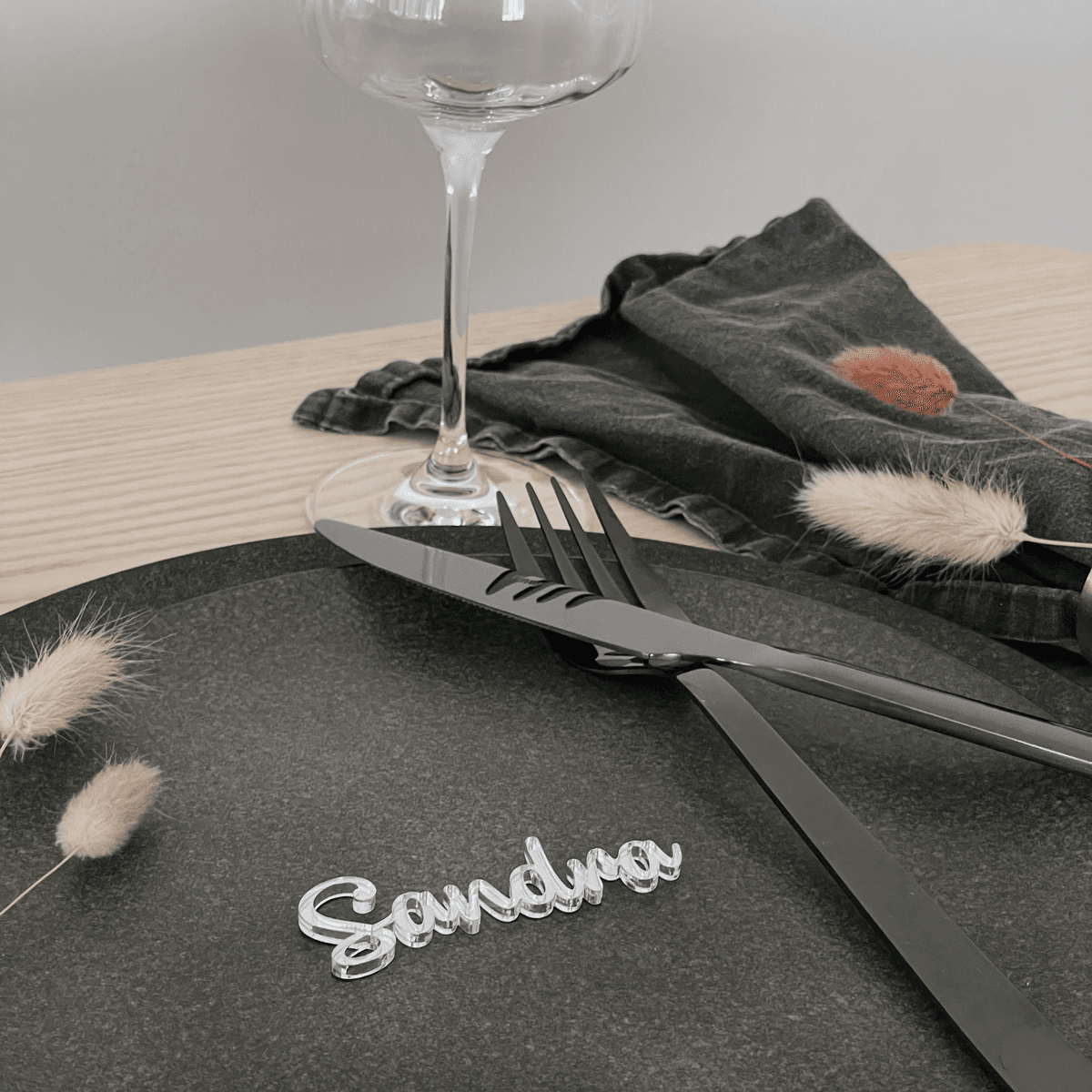 Bordkort, utskårne bokstaver, 5 stk