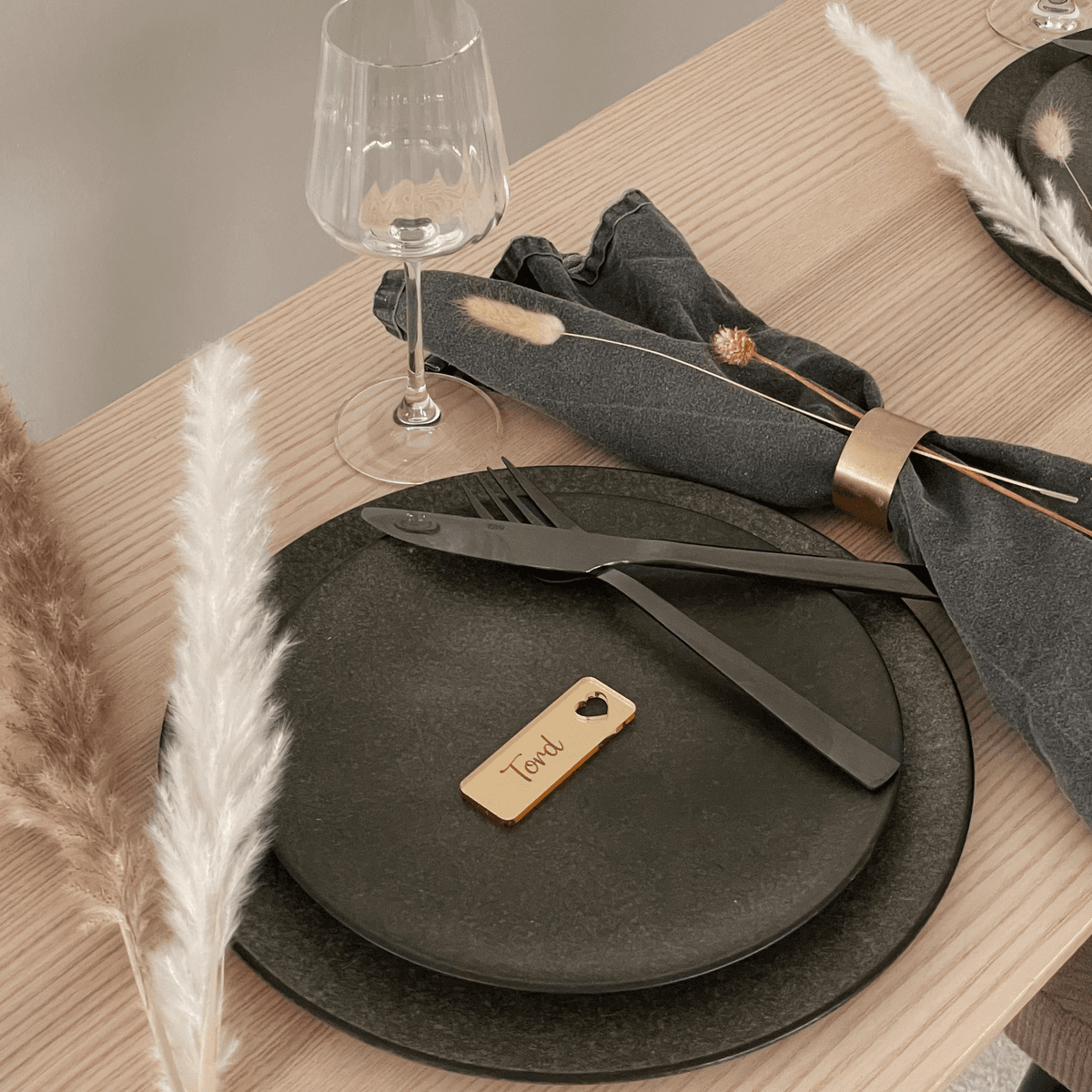 Bordkort, Rektangel med Hjerte, 5 stk