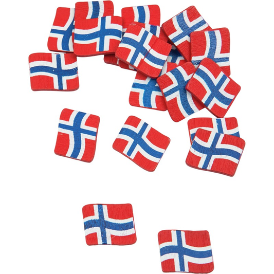 Norgesflagg 25 stk 2x1,5 cm tre