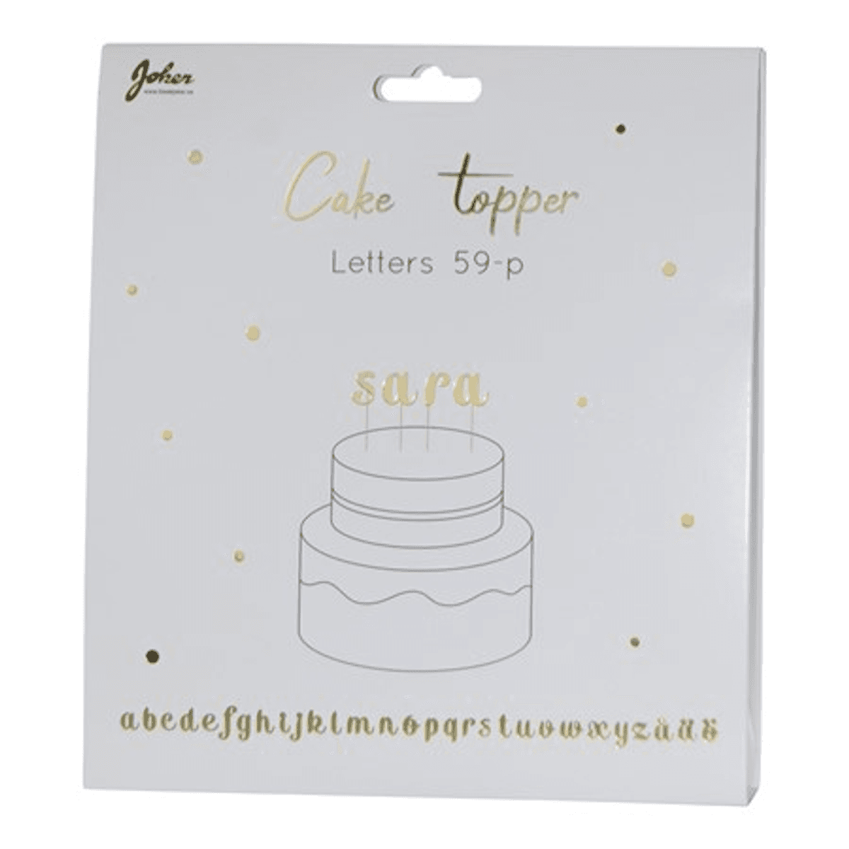 Kaketopper Bokstaver, Gull, 59 stk