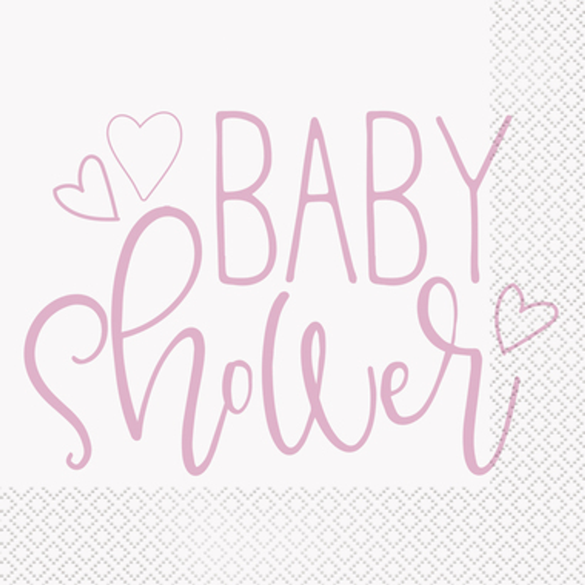 Pink Hearts, Baby Shower, Servietter, 16stk