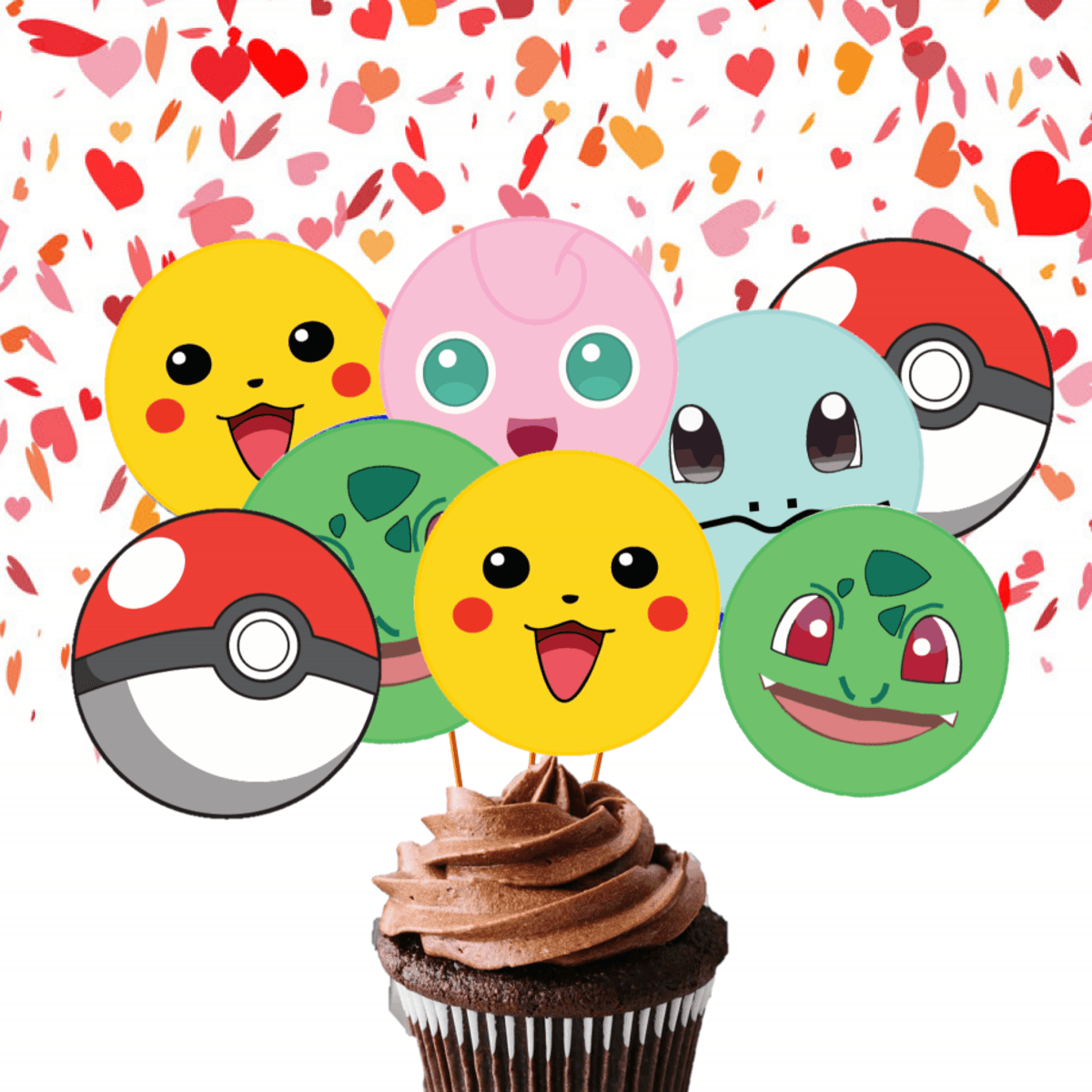 Fargerike Pokemon, Toppers, 8 stk