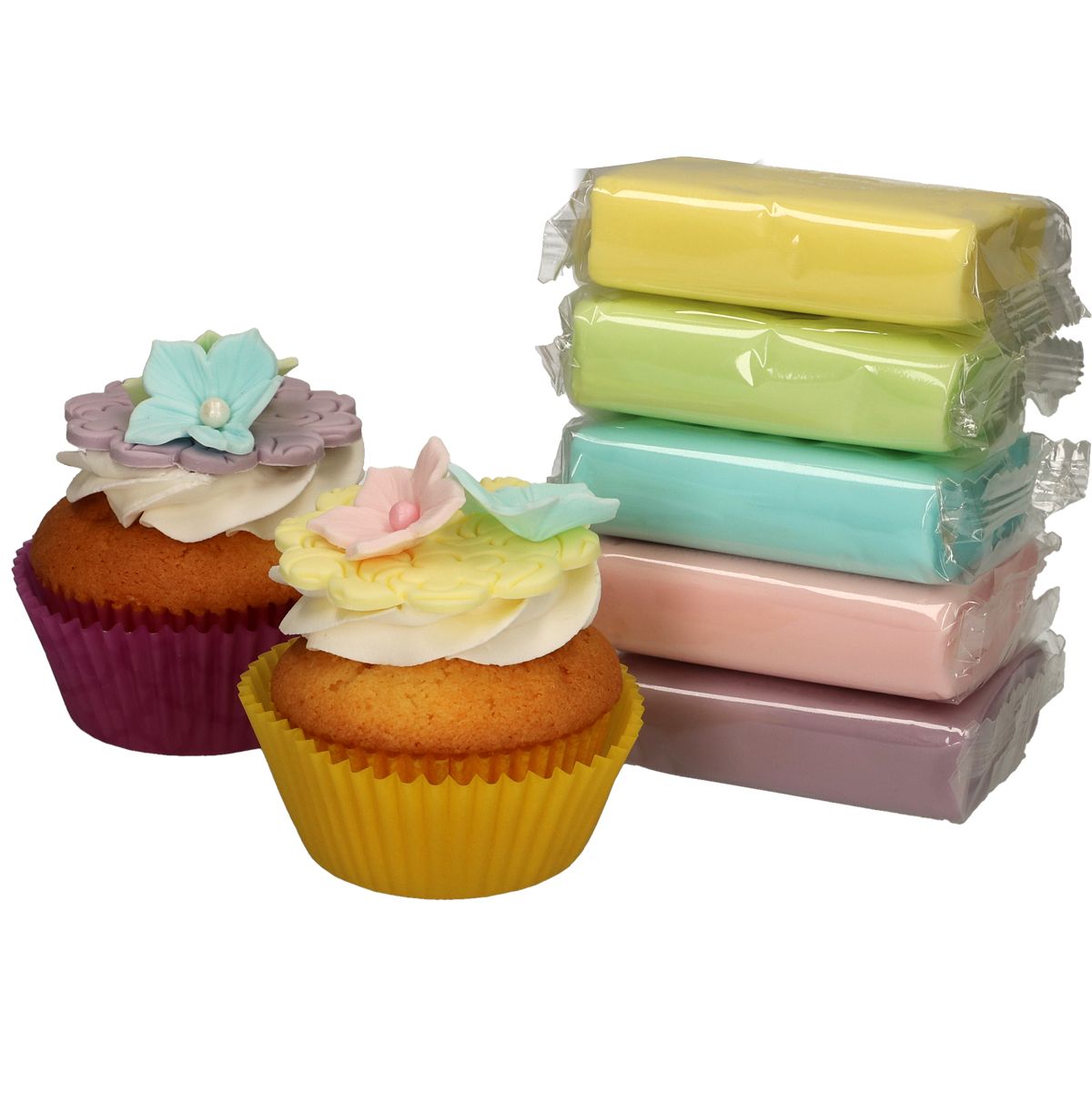 Fondant, Pastel Farger, 5x100 g