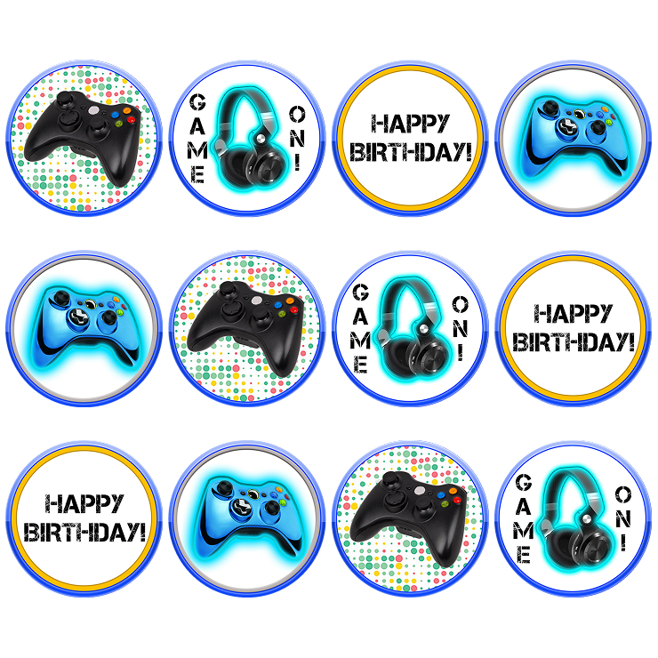 Gaming Blå, Muffinsbilder 12 stk