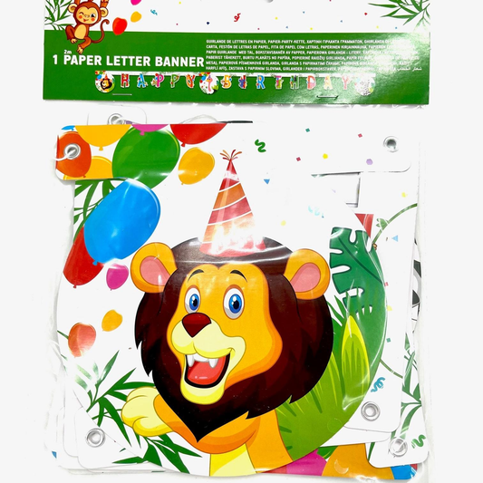 Jungel Ballong Party, Happy Birthday Banner, 2m