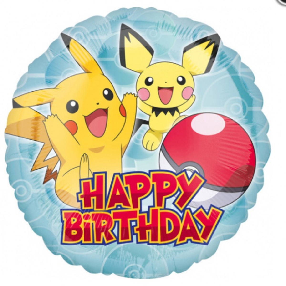 Pokemon, Folieballong, Happy Birthday, 43cm