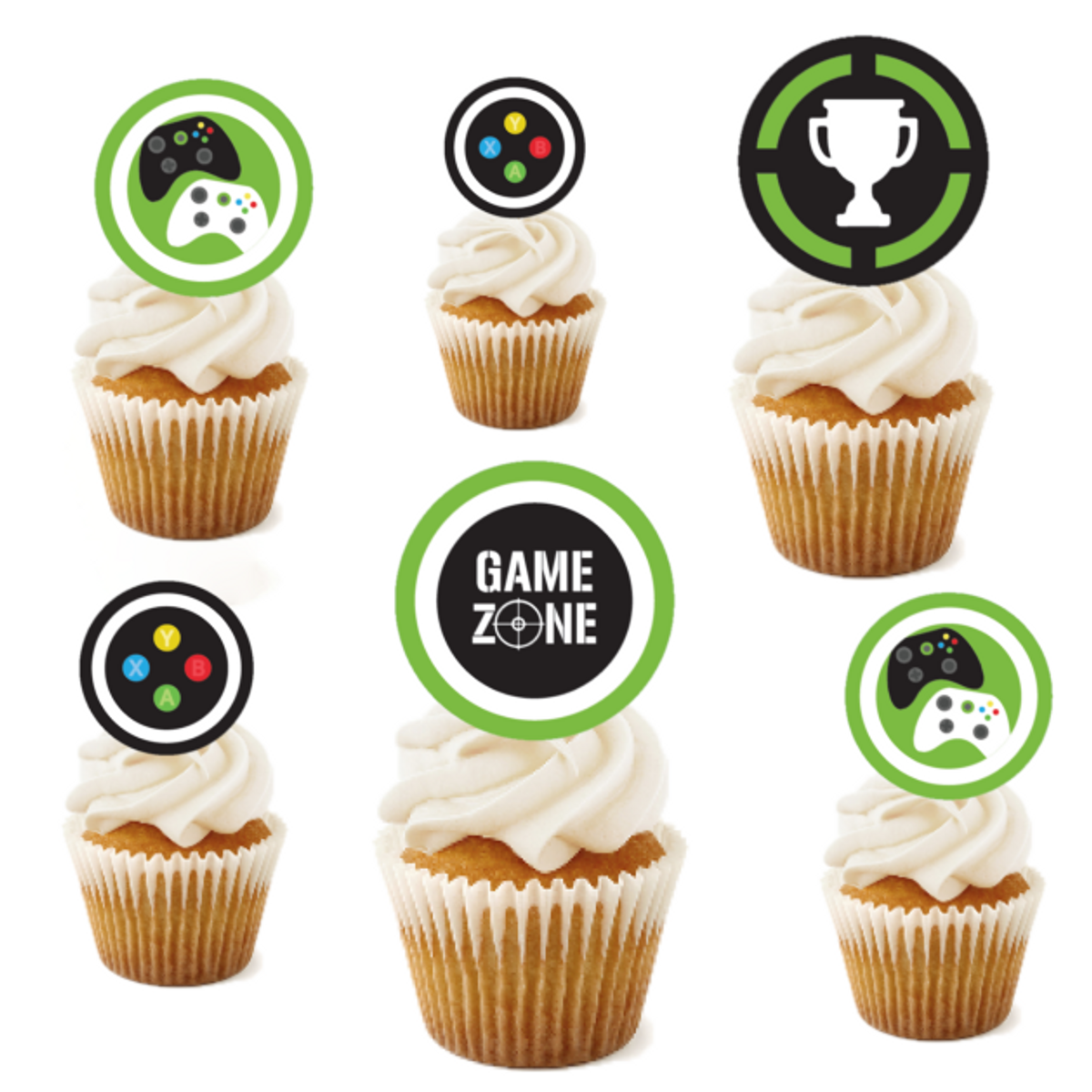 Gaming, Cupcakebilder, Grønn , 12stk