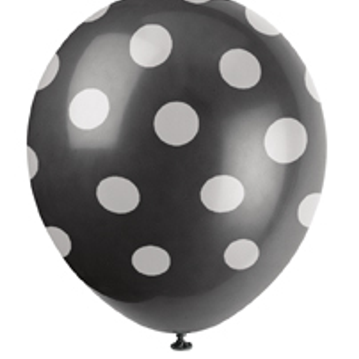 Svarte Ballonger med Hvite Polka Dots, 30cm