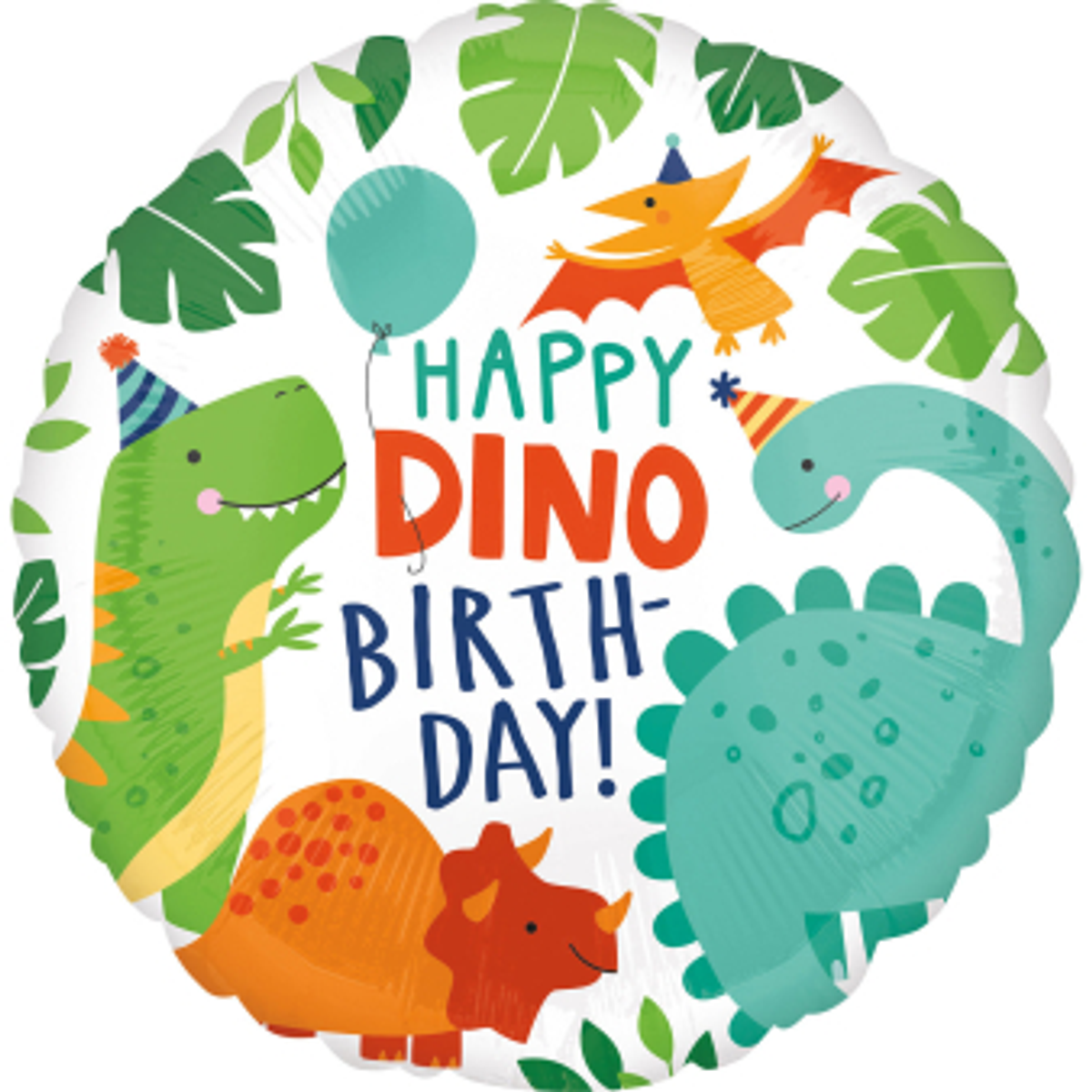 Happy Dino Birthday, Folieballong, 43 cm