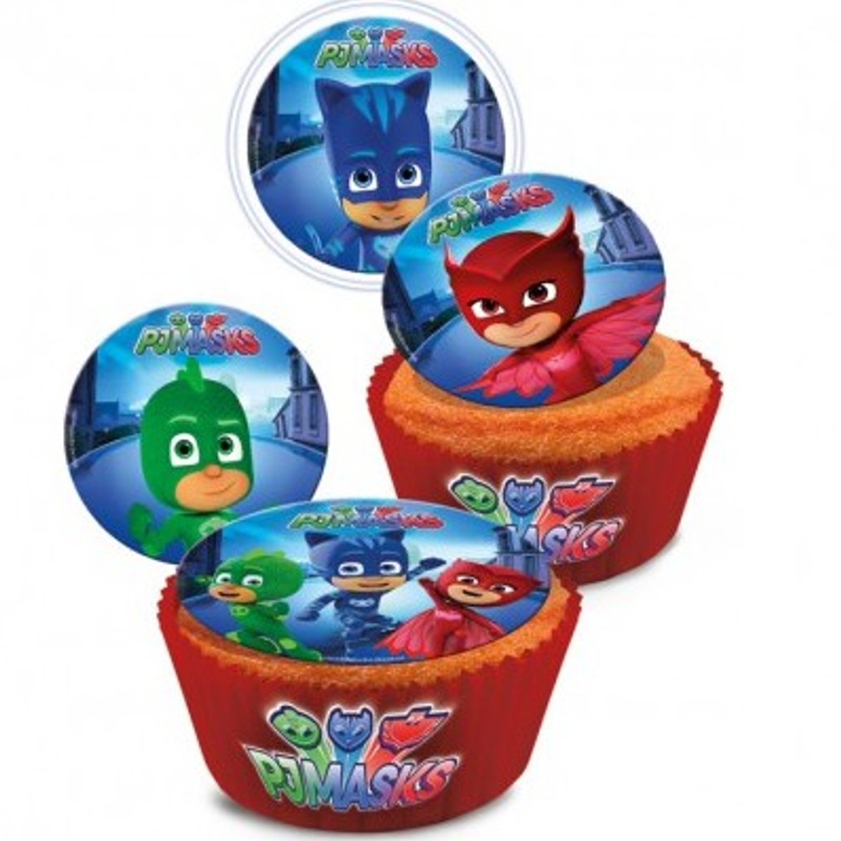 Spiselige Pj Mask Cupcakebilder, 16 stk.