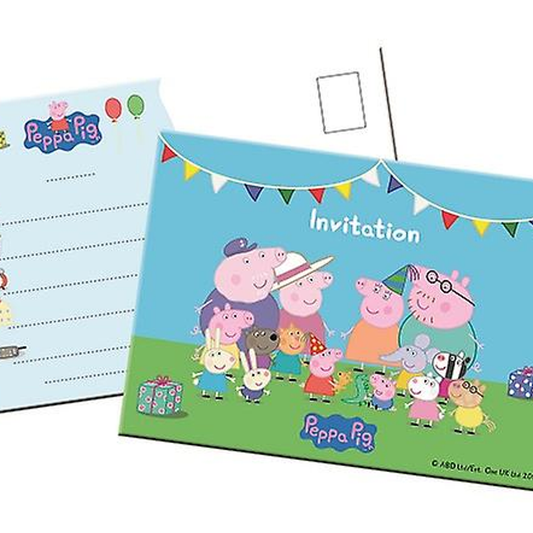 Peppa Gris Invitasjoner, 8 stk