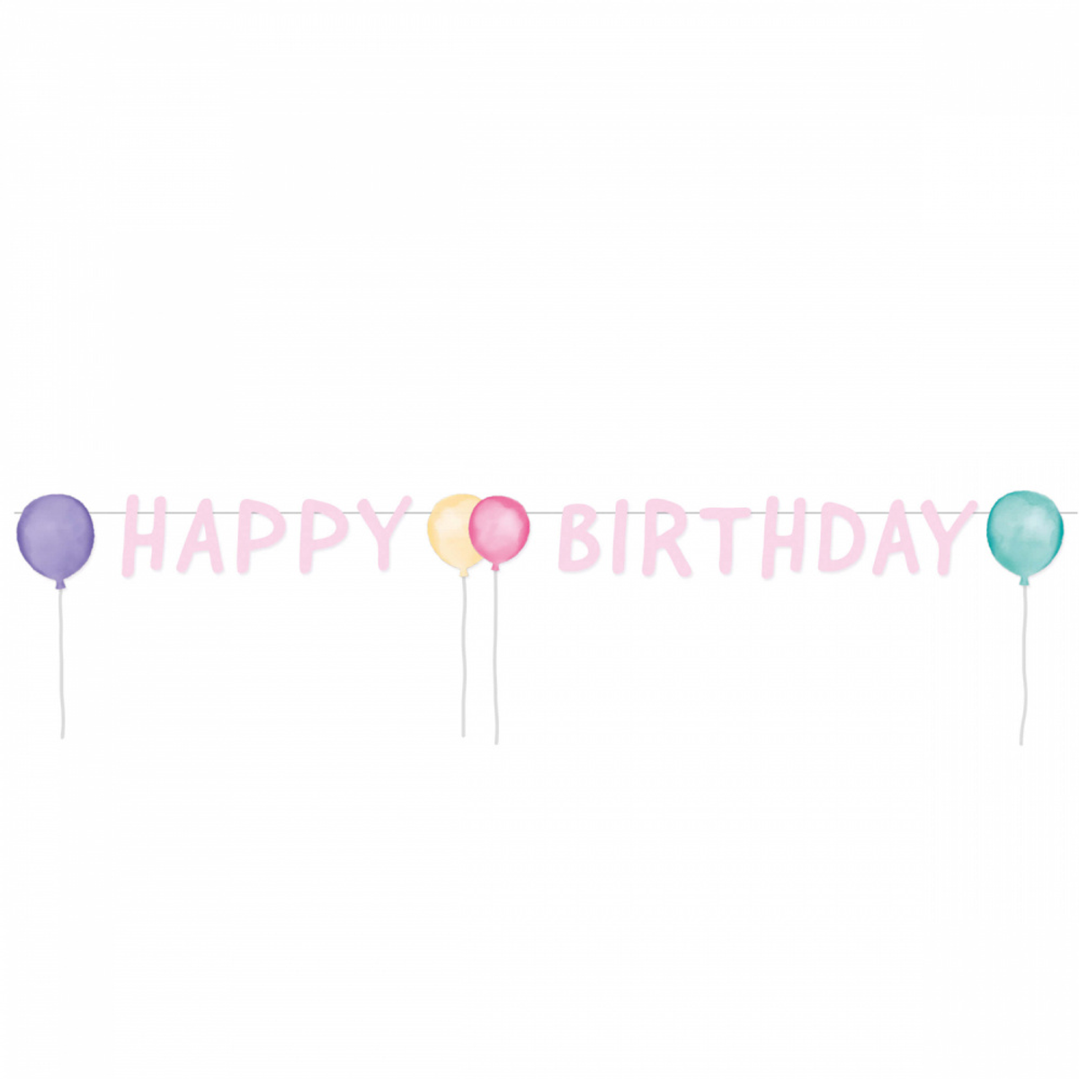 Pastell, Happy Birthday, Banner, 1,5m