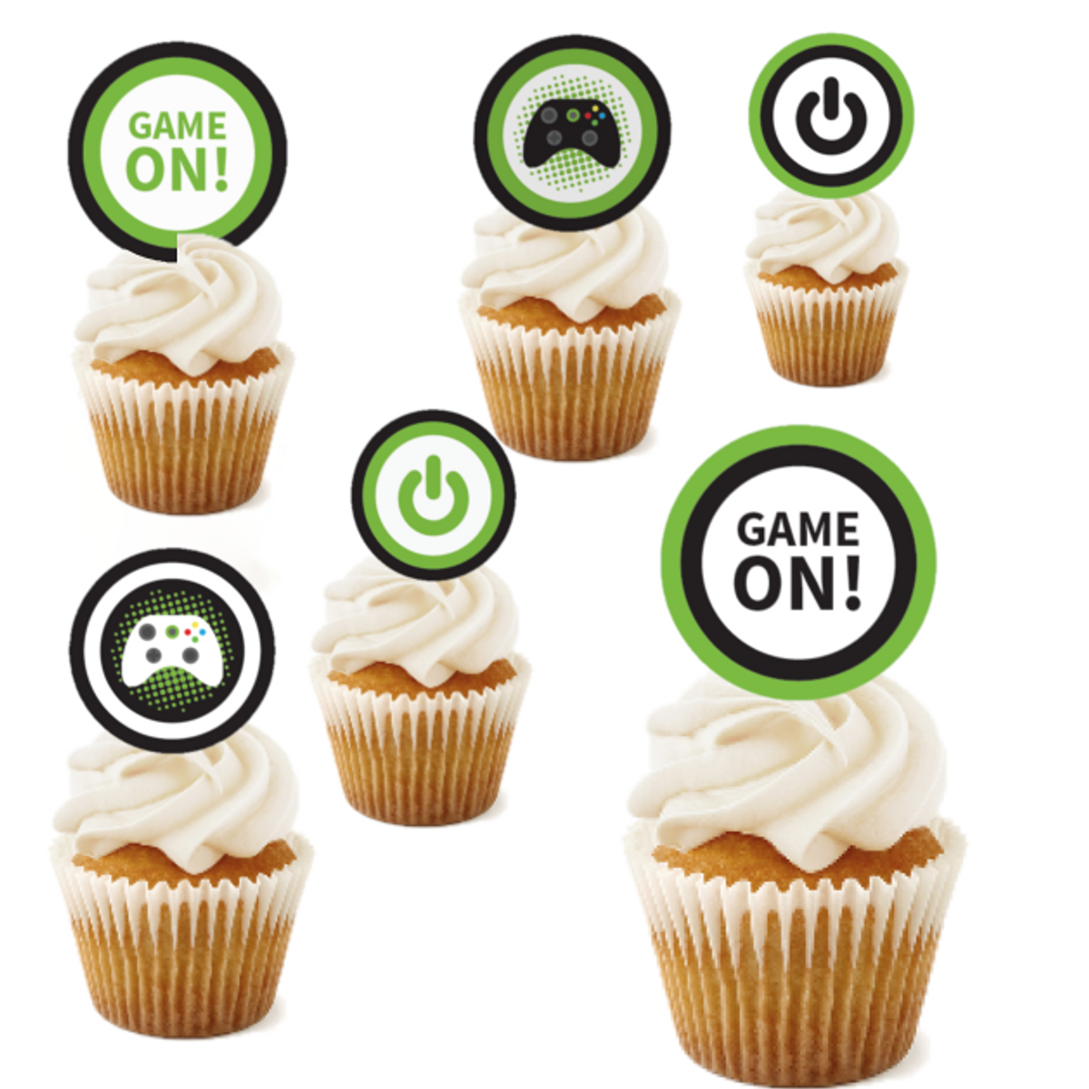 Gaming, Cupcaketoppere, Grønn , 8stk