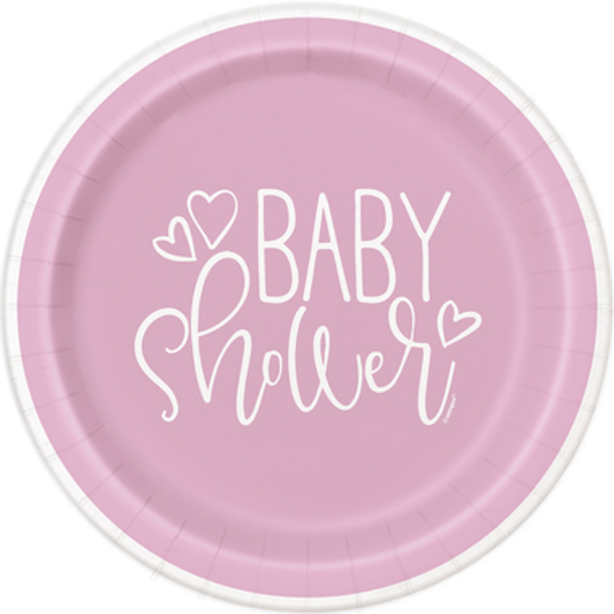 Pink Hearts Baby Shower Runde Tallerkener - 23cm