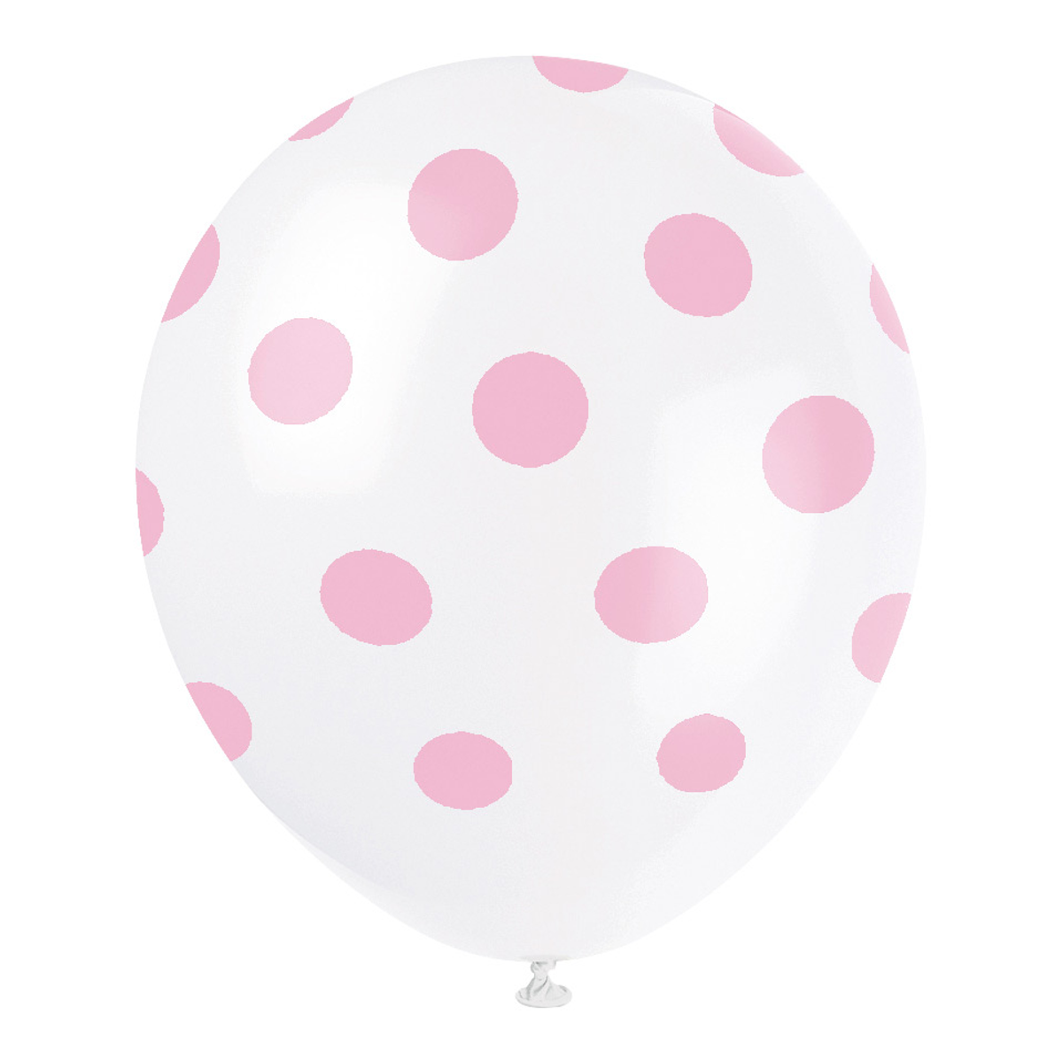 Rosa Ballonger med Hvite Polka Dots, 30cm , 6 stk