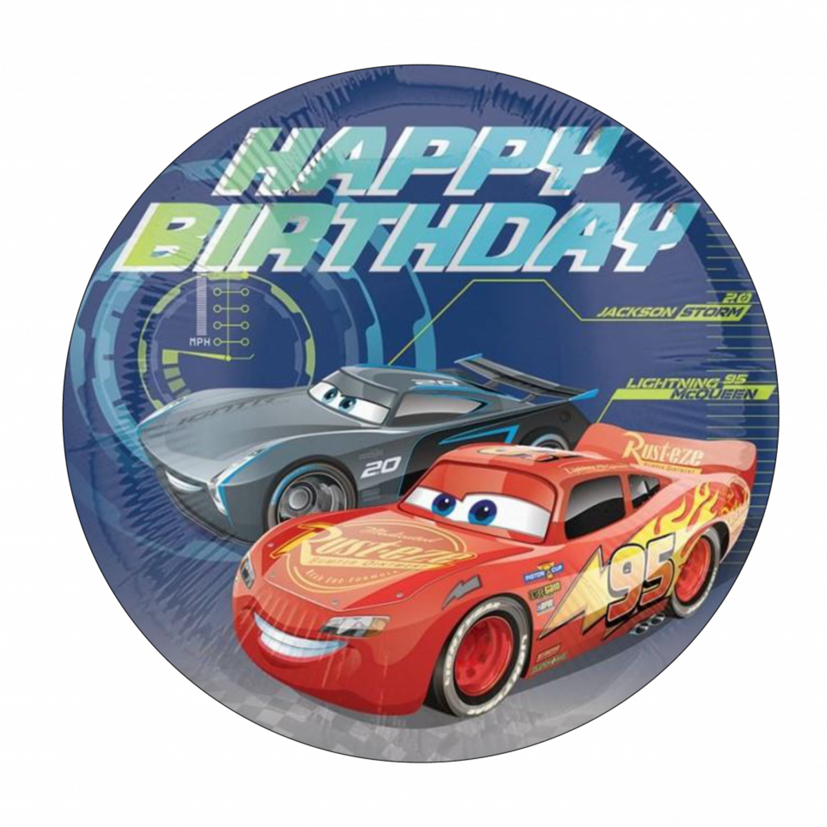 Cars, Happy Birthday, Kakebilde, 20cm